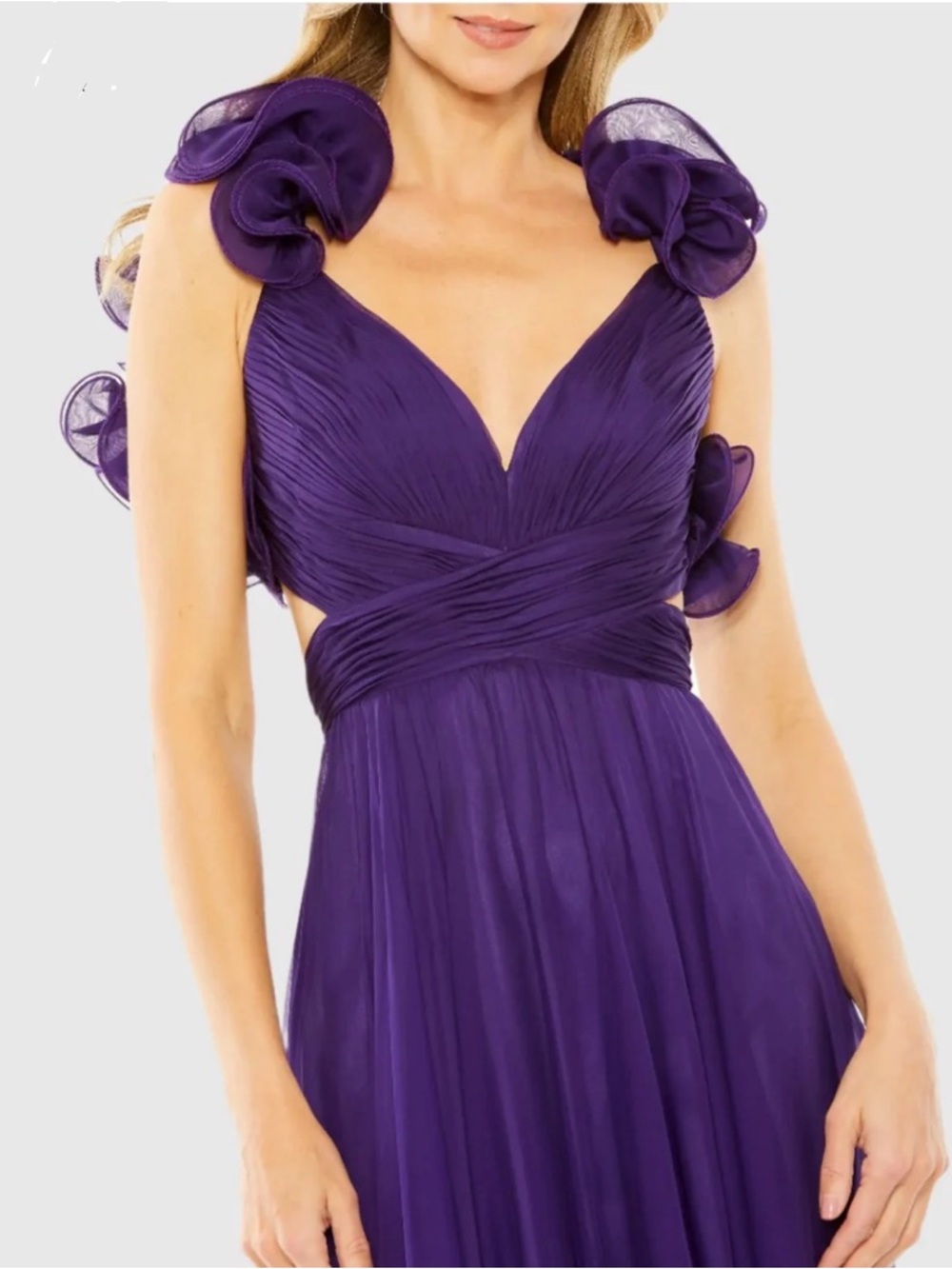 Mac Duggal Ruffle Lace-Up Back Maxi Dress - Picture 3 of 3